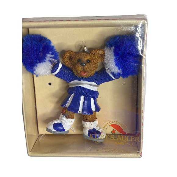 Vintage Kurt Adler Holly Bearies CHEERLEADER Bear Ornament New Old Stock NIB - Picture 7 of 7